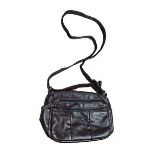 Volganik Rock Multi-Zipper Travel Purse | Dark Brown Soft PU Leather Crossbody